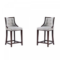 Fifth Avenue Traditional Wood Upholstered Counter Stool in Light Gray - Set of 2 