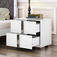 Madeline Nightstand with 2 Storage Drawers and Metal Legs,White 