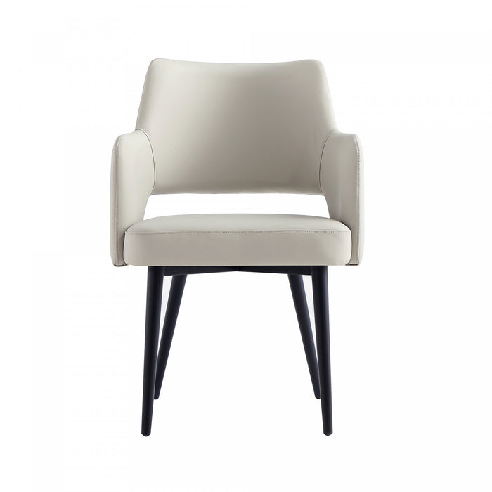 Tremont Modern Metal Vegan Leather Armchair in Stone Gray