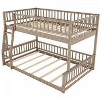 Sabrina Full Xl Over Queen Solid Wood Convertible Design Bunk Bed With Ladder - Walnut 