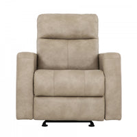 Denton 34 in. Faux Leather Manual Glider Recliner Chair - Taupe