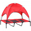 Pawhut Elevated Cooling Pet Bed Portable Raised Dog Cot With Canopy For Xl Sized Dogs, Indoor & Outdoor, 48\"x 36\"x 43\", Red