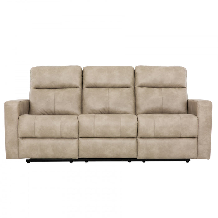 Denton 81 in. Faux Leather Manual Reclining Sofa - Taupe