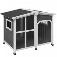 Pawhut Wooden Dog House Outdoor With Removable Bottom, Cabin Style Raised Pet Kennel, With Openable 