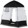 Outsunny Pop Up Shower Tent, Portable Privacy Shelter For 2 Persons, Changing Room With 2 Windows, 3 Doors, Carrying Bag, Grey And Black