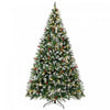HOMCOM 9ft Flocked Prelit Christmas Tree Spruce, Dual Colour LEDs, Remote