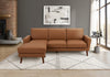 Upholstered Chaise Sofa Lounger, 86\" Wide, Cognac Leather-Look, Walnut Solid Wood Legs Sofa