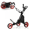 Goplus Folding 3 Wheels Golf Push Cart W/bag Scoreboard Adjustable Handle Red