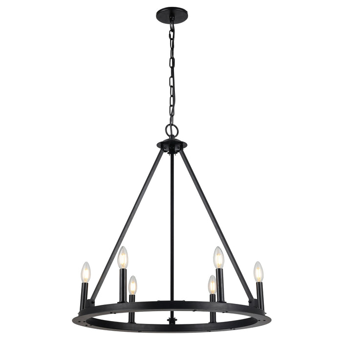 Dainolite Colby 6 Light Chandelier Matte Black Lamp