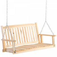 Outsunny 2-people Porch Swing Bench With 2 Hanging Chains For Deck Natural