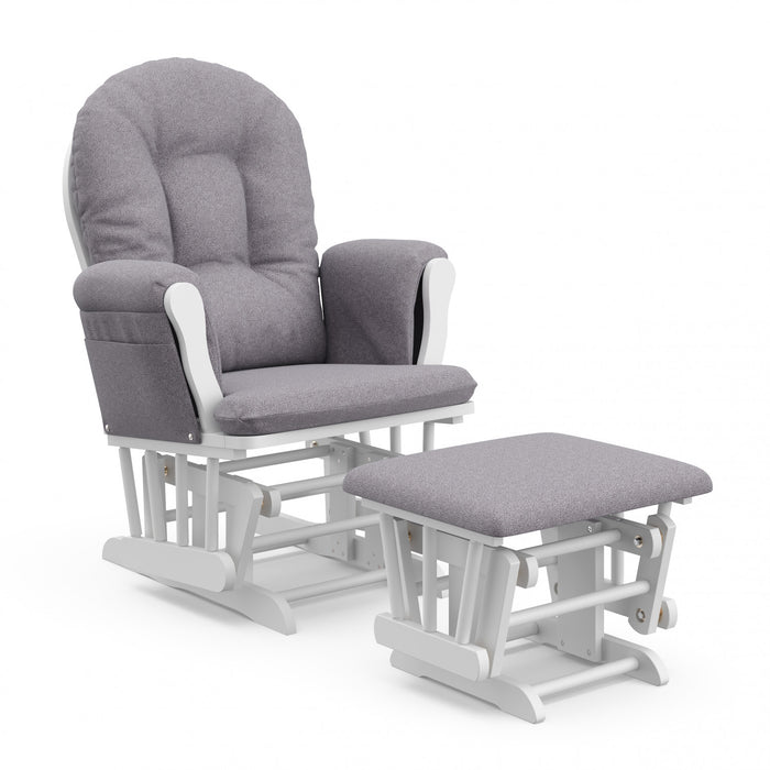 Storkcraft Hoop Glider and Ottoman - White/Gray Swirl