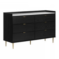 Hype 6-Drawer Double Dresser - Black Oak