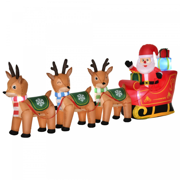 Homcom 4.5ft Santa In Sledge Reindeer Inflatable Christmas Decoration
