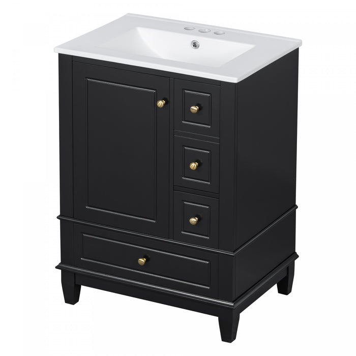 Sophia 24\" Bathroom Vanity with Ceramic Sink, Black