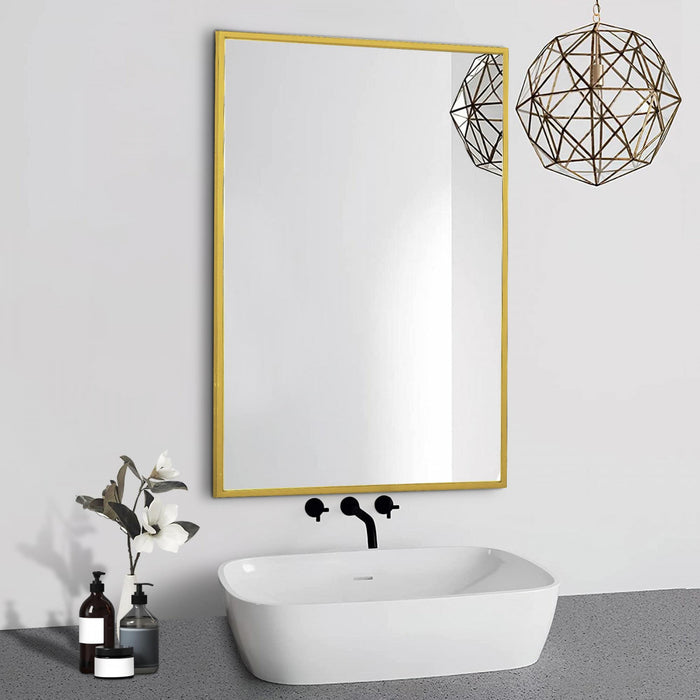Arcus 30\" X 40\" Hand Crafted Linear Rectangular Mirror - Gold