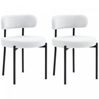HOMCOM Dining Chairs Set of 2 Kitchen Chairs with Steel Legs, Cream White