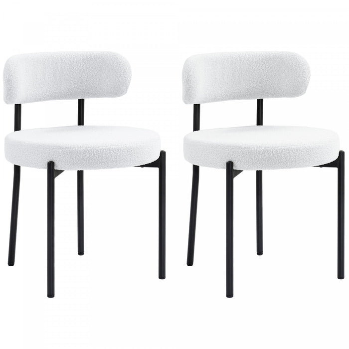HOMCOM Dining Chairs Set of 2 Kitchen Chairs with Steel Legs, Cream White