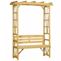Outsunny Wooden Bench For 2 People For Vines/climbing Plant, Light Brown