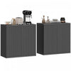 HOMCOM Sideboard Cabinet Set of 2, Fluted Kitchen Cabinet, Black Grey