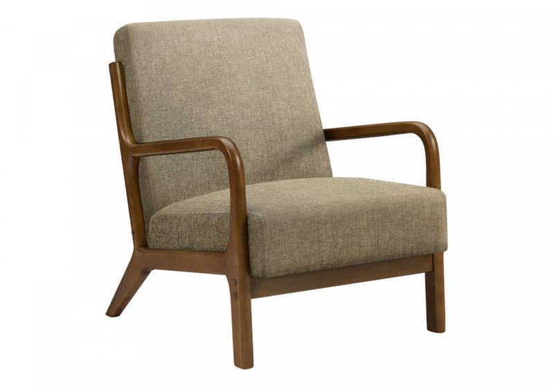 Monarch Specialties - Accent Chair, 34\"H, Upholstered, Living Room, Bedroom, Brown Fabric, Brown Walnut Wood