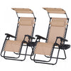 Outsunny 2 Piece Foldable Lounge Chair With Canopy Shade, Beige
