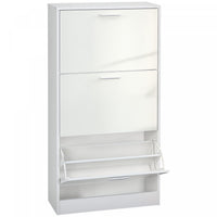 HOMCOM Narrow Shoe Storage Cabinet with 3 Flip Drawers and Adjustable Shelves