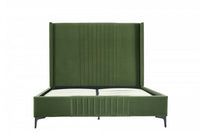 Promenade Mid-Century Modern Upholstered Velvet Queen Bed in Moss Green