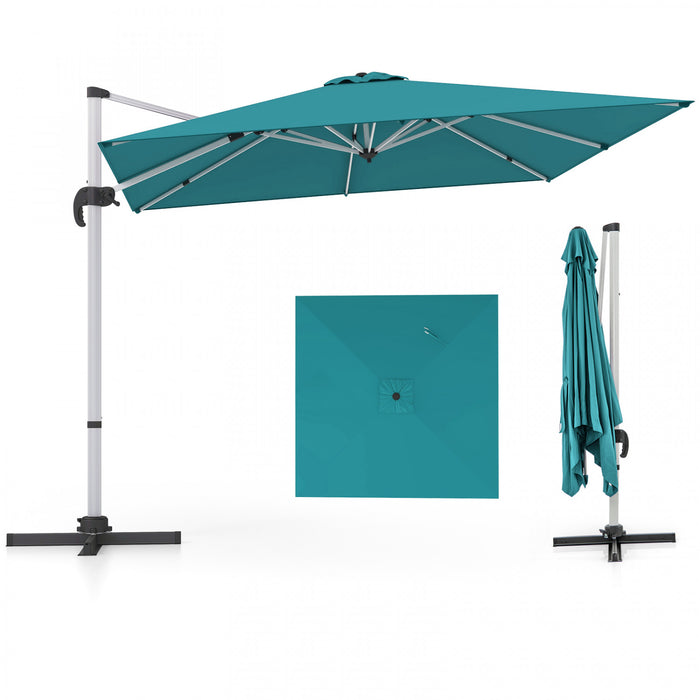 Costway 10 FT Patio Cantilever Umbrella Outdoor Aluminum Hanging Offset Umbrella w/ 360° Rotation Blue