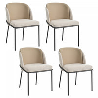 Olivia Set of 4 Modern Dining Chair with Slanted Legs and Adjustable Feet,Beige 
