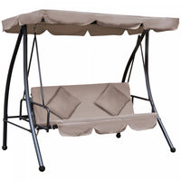 Outsunny Patio Swing Chair, 3 Person Convertible Hammock, Outdoor Lounge Bed, Cushioned With Tilt Ca