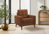 31\" Wide Upholstered Accent Chair, Rust Fabric, Walnut Wood Legs, Mid-Century Modern Accent Chair