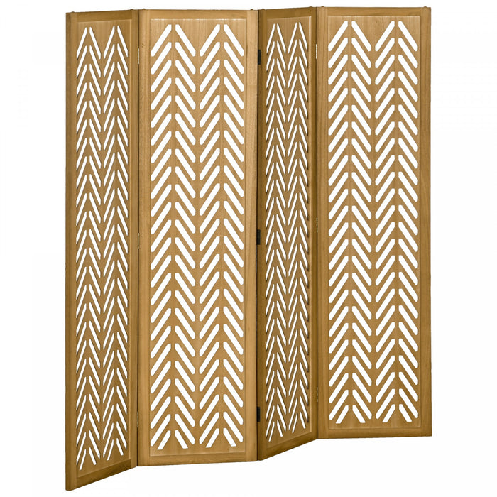 HOMCOM 4 Panel Room Divider, 5.6ft Tall Folding Privacy Screen, Light Brown