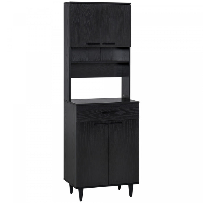 HOMCOM 71\" Kitchen Pantry, Buffet with Hutch, Microwave Stand with Cabinet