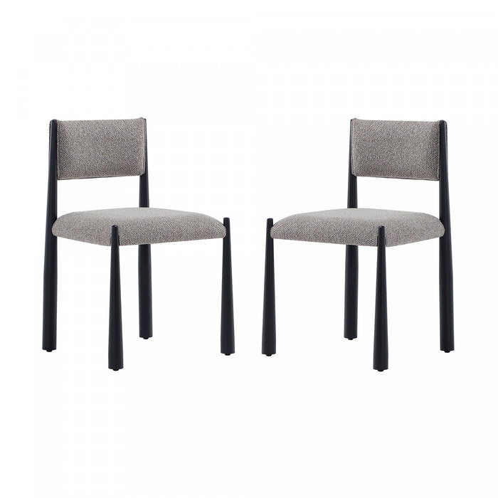 Lennor Mid-Century Modern Boucle Metal Side Chair in Mushroom - Set of 2