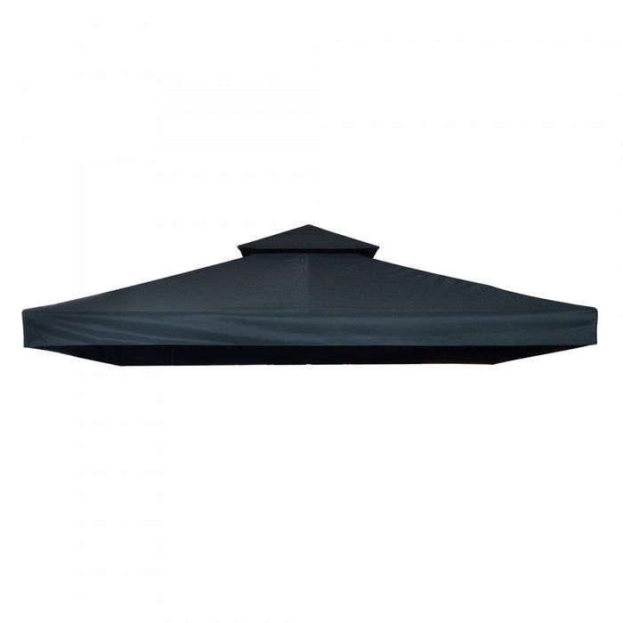 Outsunny 9.8' X 9.8' Square 2-tier Gazebo Canopy Replacement Top Cover Outdoor Garden Sun Shade, Charcoal Grey
