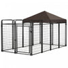 Pawhut Dog Kennel Outdoor With Waterproof Canopy, Dog Run With Galvanized Chain Link, Secure Lock, For Backyard And Patio, Large And Medium Sized Dogs, Black