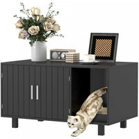 Pawhut Cat Litter Box Enclosure, Hidden Litter Box Furniture, Cat House End Table Washroom With Scra