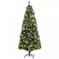 Homcom 6' Skinny Prelit Artificial Christmas Tree With Snow-dipped Tips