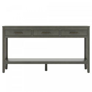 Emma 59.1'' Farmhouse Entryway Table with Drawers and Open Shelf,Grey Sofa Table