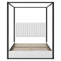 Sophia Upholstery Canopy Platform Bed with Foam Headboard and Velvet,Queen Size,Black Queen Bed