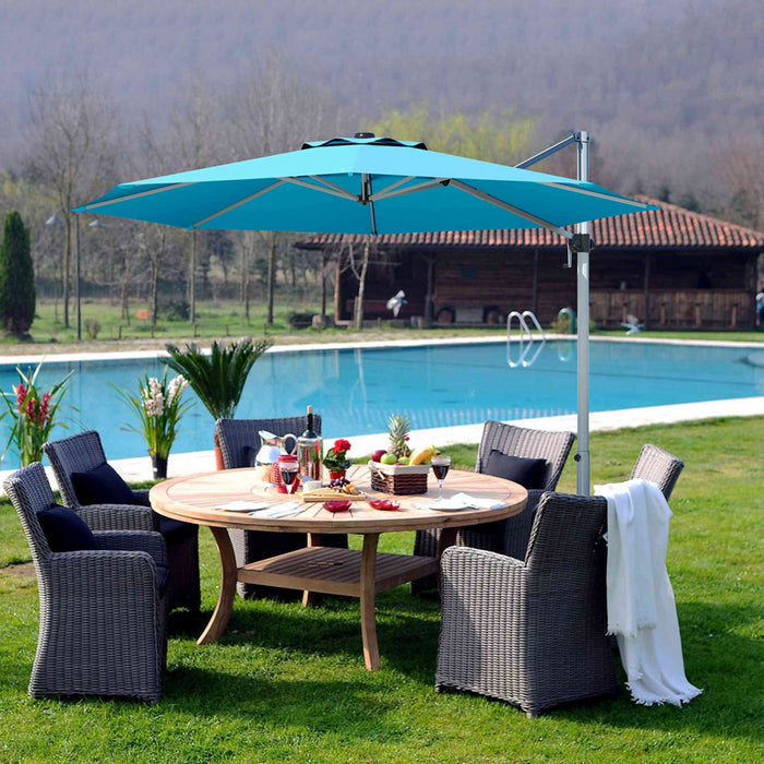 Costway 11' Patio Cantilever Offset Umbrella 360 degrees Rotation Aluminum Tilt Turquoise