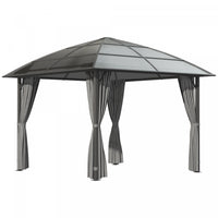 Outsunny 10' X 10' Outdoor Gazebo Canopy, Hardtop Gazebo With uv60+ Polycarbonate Roof, Solid Steel