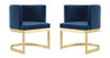 Aura Modern Velvet Metal Dining Chair in Royal Blue - Set of 2