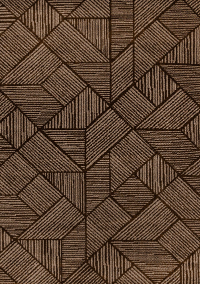 Covington Brown Taupe Striped Geometric Design Rug, 5'3" x 7'7" Indoor Area Rug | Tapis Covington brun taupe a rayures geometriques, 5'3" x 7'7"