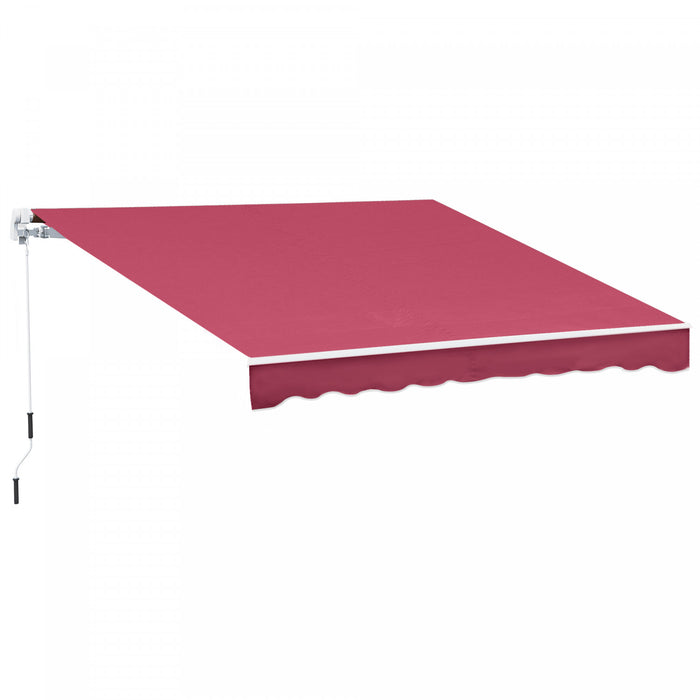 Outsunny 13' X 8' Manual Retractable Patio Awning Sun Shade Outdoor Deck Window Door Canopy Shelter Aluminum Frame Wine Red