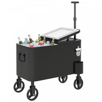 Outsunny Outdoor Patio Cooler Cart, Rolling Ice Chest with Wheels, Black