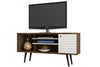 Manhattan Comfort Liberty 53.14\" Mid-Century Modern TV Stand with 5 Shelves & 1 Door - Rustic Brown & Aqua Blue