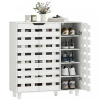 HOMCOM Shoe Cabinet, Shoe Storage Cabinet for 20 Pair of Shoes, White
