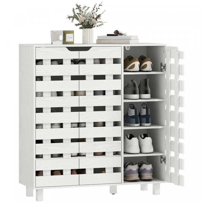 HOMCOM Shoe Cabinet, Shoe Storage Cabinet for 20 Pair of Shoes, White