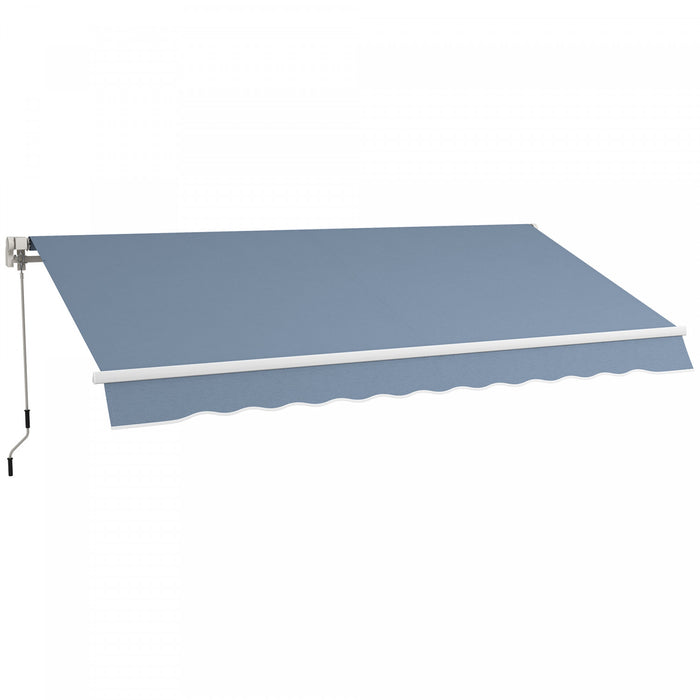 Outsunny 12' X 10' Retractable Awning Patio Sun Shade Shelter With Manual Crank Handle, Uv & Water-resistant Fabric And Aluminum Frame For Deck, Balcony, Yard, Light Grey